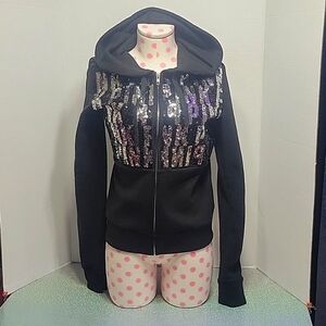PINK Victoria's Secret Black Sequin Hoodie